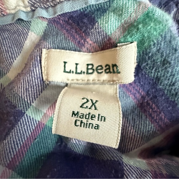 LL Bean Womens Relaxed Fit Plaid Flannel Top Size 2X English Countryside Barn - Picture 10 of 13